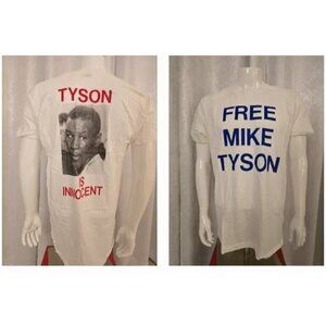 Vintage Free Mike Tyson T Shirt XL Retro Is Innocent USA PHOTO Dead Stock BOXING